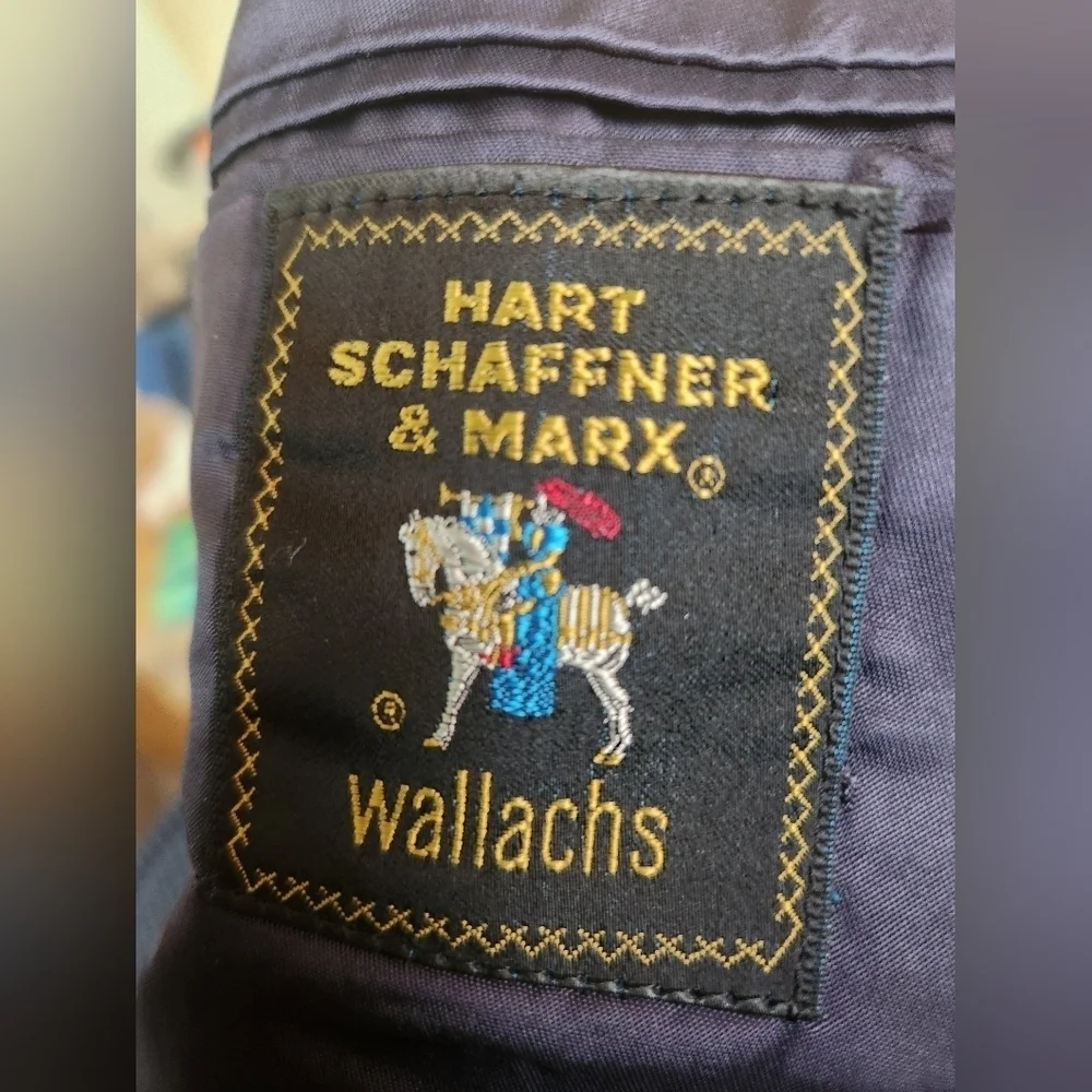 HART SCHAFFNER & MARKS WALLACHS Navy Knit Sports Coat, Blazer SIZE 40 VINTAGE